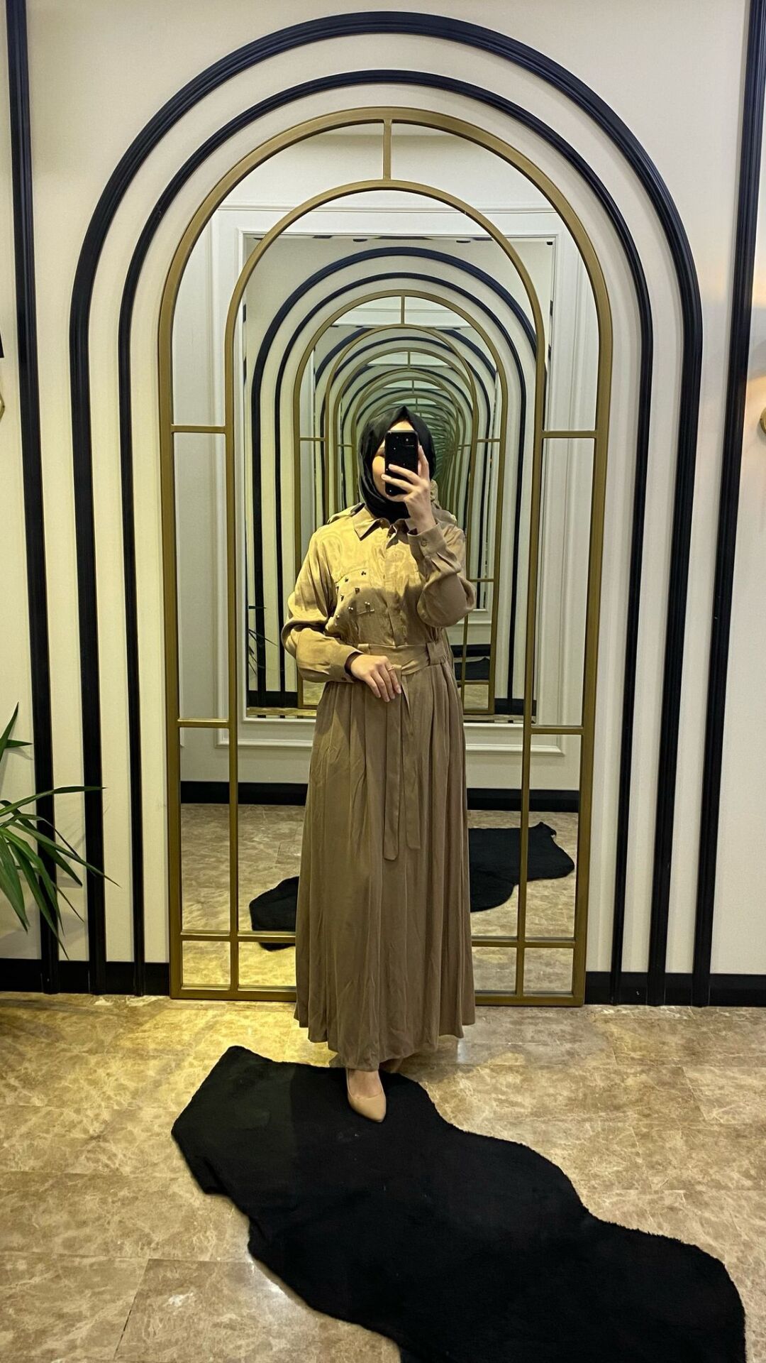 MY8 CAMEL İPEK KUPRA ELBİSE