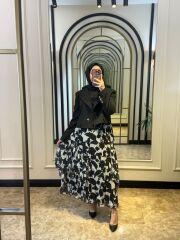 MSM SİYAH DESENLİ ETEK