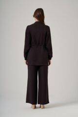 NUSS İŞLEMELİ TAKIM KAHVERENGİ