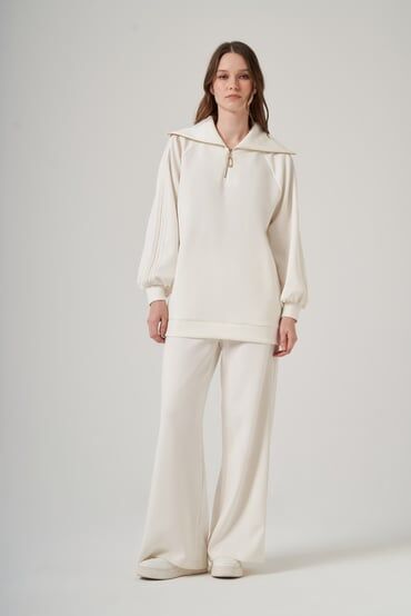 NUSS ŞERİT DETAY TAKIM EKRU