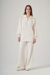 NUSS ŞERİT DETAY TAKIM EKRU