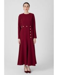 SELVİ ÇETİN GOLD DÜĞMELİ VOLAN ELBİSE