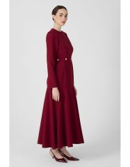 SELVİ ÇETİN GOLD DÜĞMELİ VOLAN ELBİSE