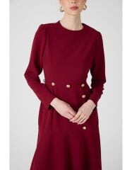 SELVİ ÇETİN GOLD DÜĞMELİ VOLAN ELBİSE