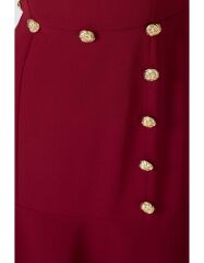 SELVİ ÇETİN GOLD DÜĞMELİ VOLAN ELBİSE