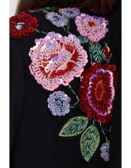 SELVİ ÇETİN PARİS ÇİÇEKLİ BLUZ SİYAH