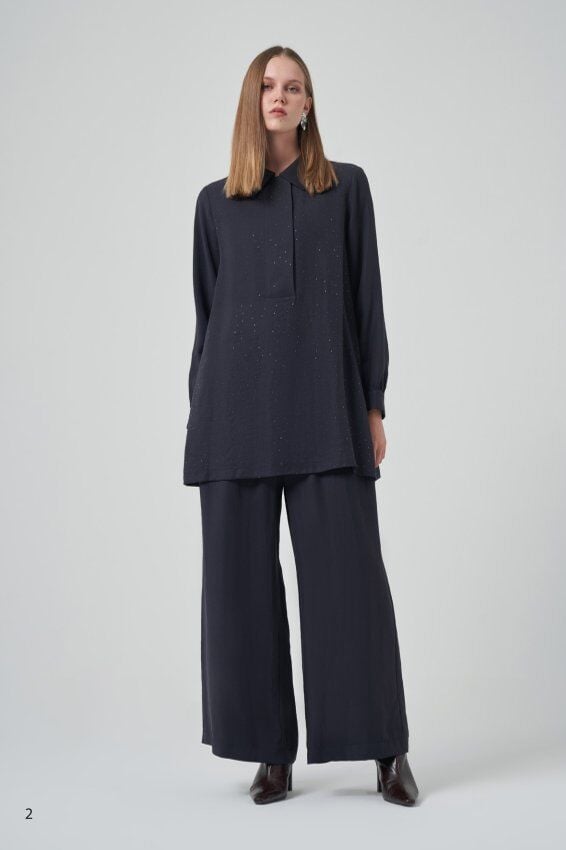 NUSS SİYAH TAŞLI TAKIM