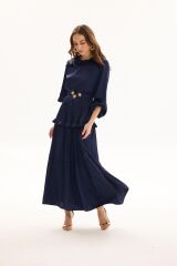 MSM RUFFLE ELBİSE LACİVERT