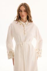 MSM LİNEN KETEN ELBİSE EKRU