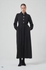 NUSS GOLD DÜĞMELİ SİYAH ELBİSE
