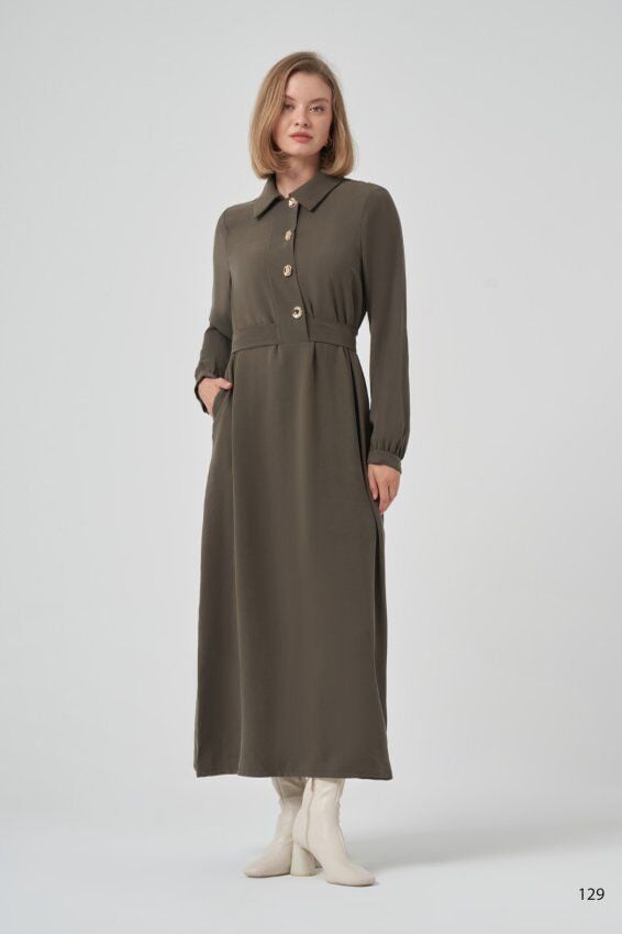 NUSS GOLD DÜĞME YEŞİL ELBİSE