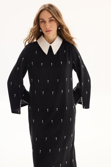 MSM STONE ELBİSE SİYAH