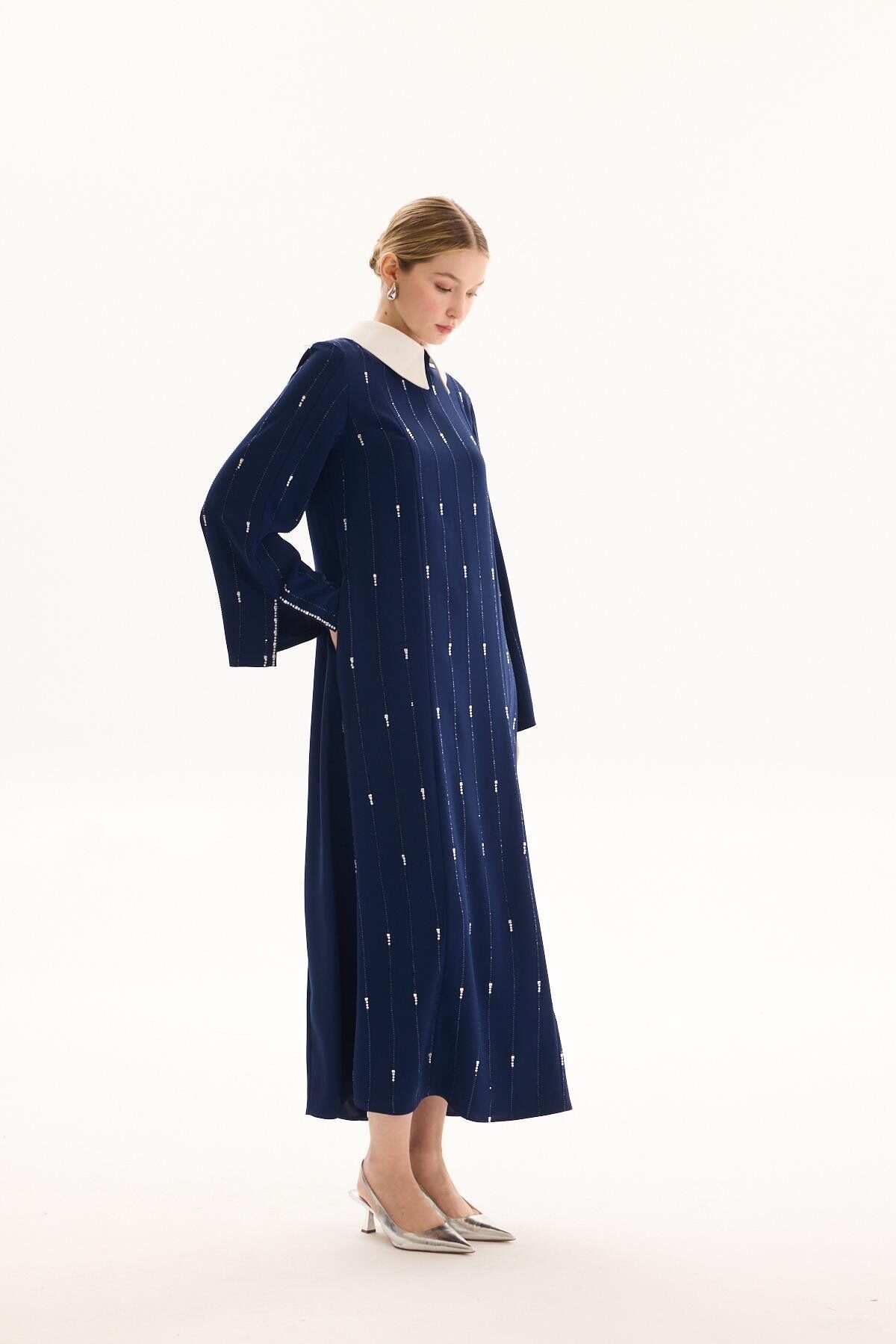 MSM STONE ELBİSE LACİVERT