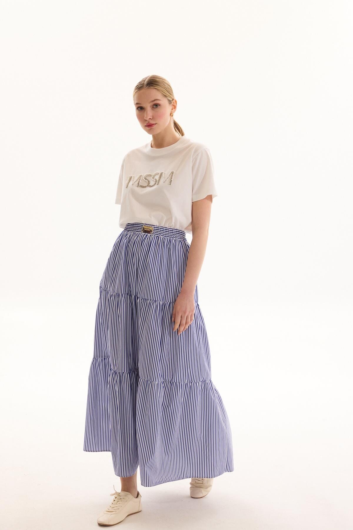 MSM LACİVERT ÇİZGİLİ ETEK