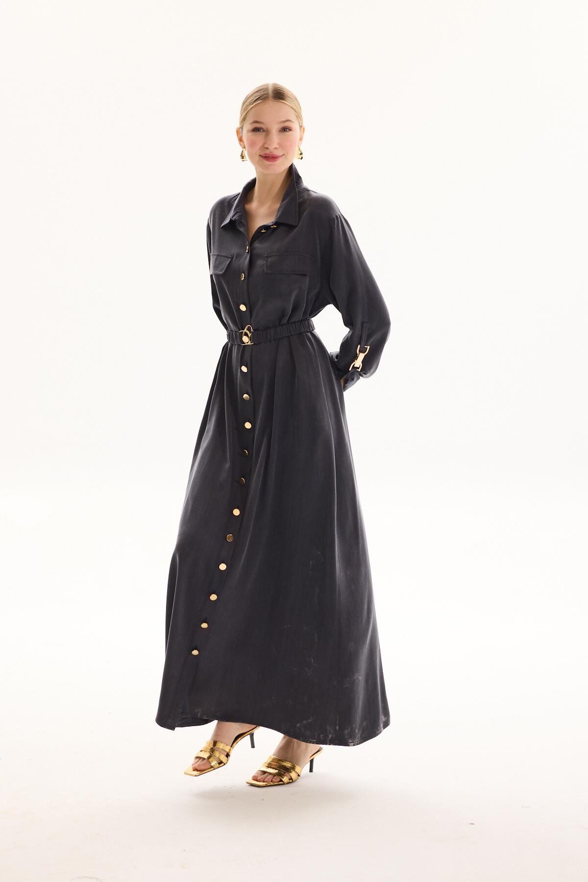 MSM SPECIALE SETA ELBİSE ANTRASİT