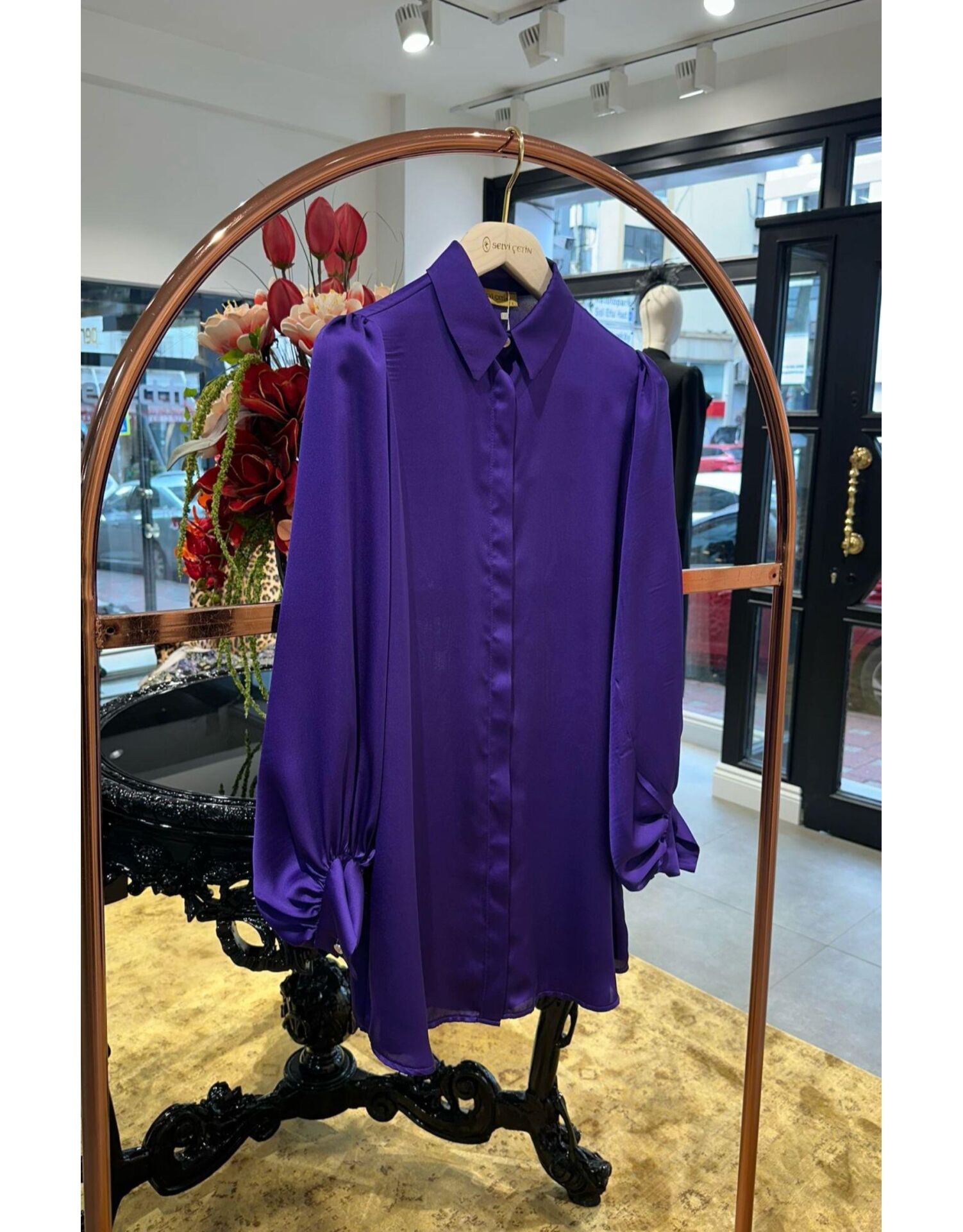 SELVİ ÇETİN BALON KOL GÖMLEK MOR