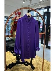 SELVİ ÇETİN BALON KOL GÖMLEK MOR