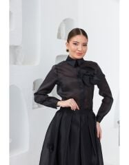 SELVİ ÇETİN ORGANİZE GÖMLEK SİYAH