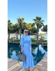 SELVİ ÇETİN DÜĞMELİ ELBİSE BEBE MAVİSİ