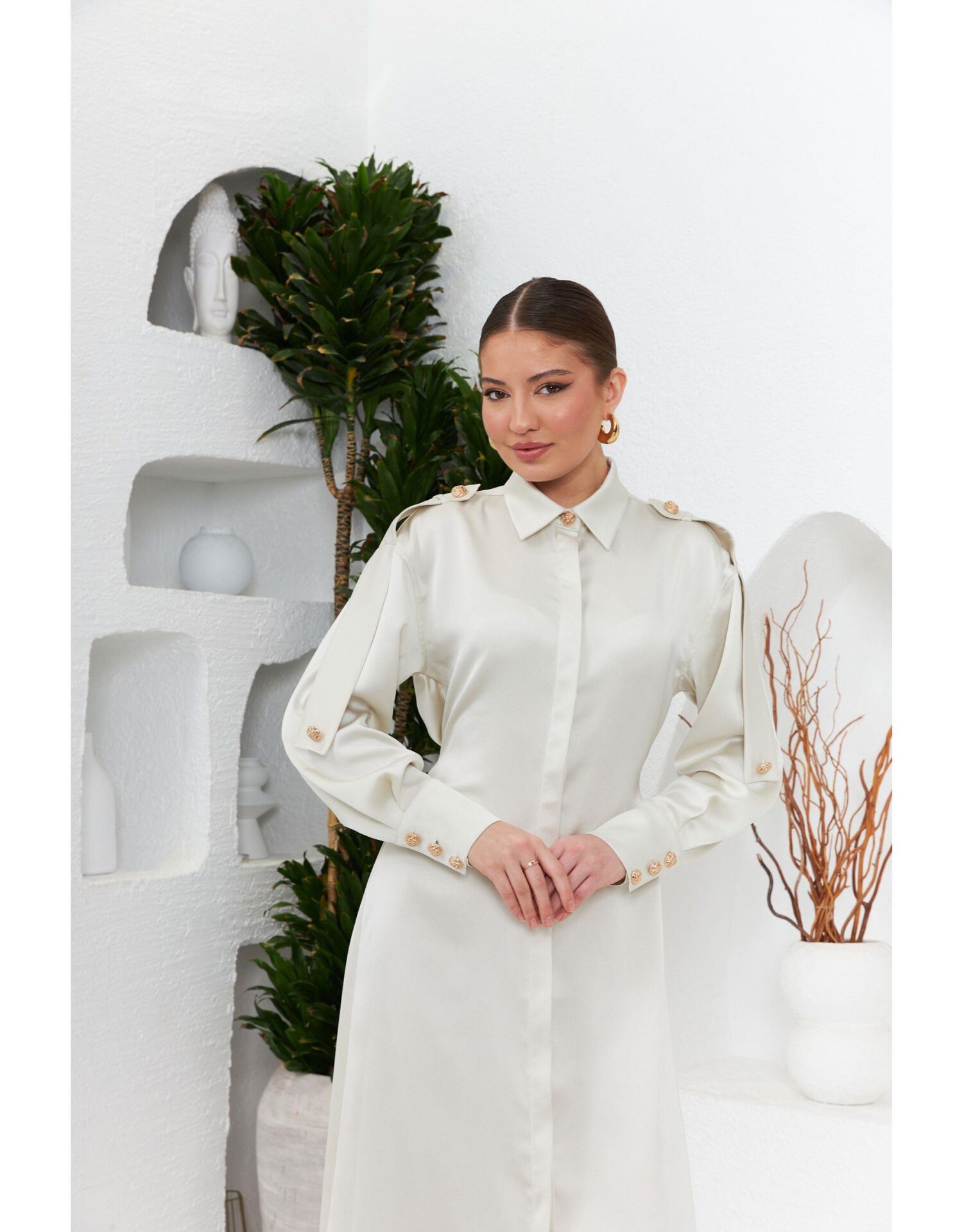 SELVİ ÇETİN APOLET DETAYLI ELBİSE