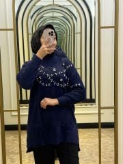 NUSS TAŞLI KAZAK LACİVERT