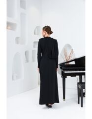 YAPRAK TAŞLI ABİYE Siyah