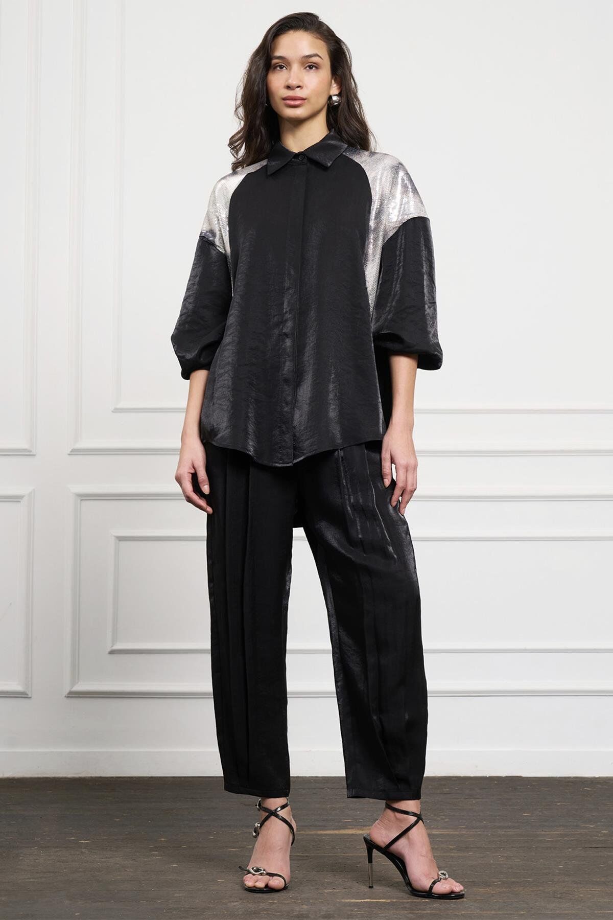 Nuss Payet Detay Pantolonlu Takım 1032 Siyah