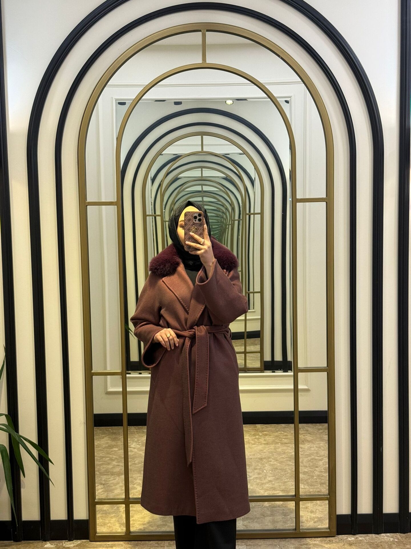 SELVİ ÇETİN BORDO UZUN KABAN