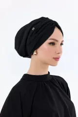 Hesya Dolgulu Günlük Tüllü Bone Siyah